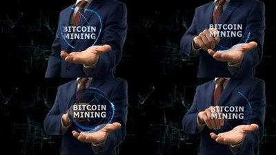 Advanced Bitcoin mining rigs working intensively in a mining farm